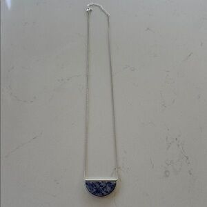 Loft Silver and Blue Pendant Necklace NWOT